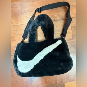 Nike Black and White Plush Shoulder Bag